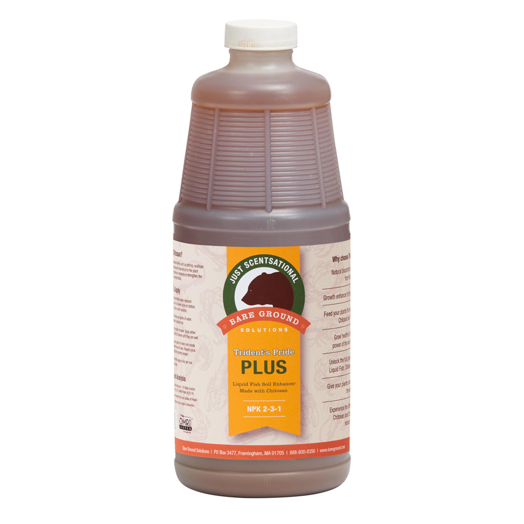 Just Scentsational, Fish Fertilizer w Brown Algae Extract and Chitosan, Max. Coverage Area 32000 ft², Capacity 3 lb, Model# TPCH-32Q
